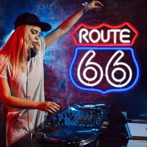 ป้ายไฟนีออน LED วินเทจ Route 66 ปรับแต่งได้ ป้ายทางหลวงคลาสสิกสำหรับตกแต่งผับ บ้าน บาร์ สำนักงาน และร้านค้าปลีก - Product Image 5