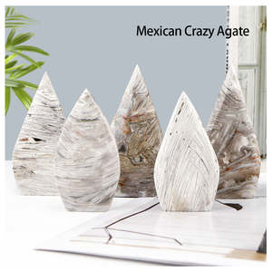 Venta al por Mayor de Adornos de Ágata Mexicana Blanca Estilo Bohemio en Forma de Gota de Agua, Piedra de Cristal Curativa para Decoración del Hogar y Regalos - Product Image 3