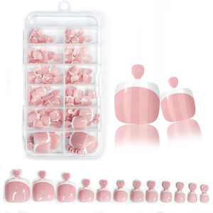 Lot de 120 faux ongles à presser pour les orteils, style français, transparents et roses, pour la décoration des pédicures en salon - Product Image 5