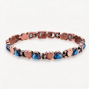 Heart Shape Turquoise <b>Copper</b> Alloy <b>Bracelet</b> Antique Plated Vintage Chain Link Unisex Jewelry Gift - Product Image 1