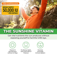 OEM Vitamine D3 Supplément Hebdomadaire Dents Osseuses Soutien Immunitaire Capsules Vegan Vitamine Soleil Aucune Réfrigération Nécessaire