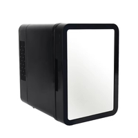 Mini réfrigérateur portable de jeu sans givre de 4 L avec lumière LED et miroir, 13 modes d'affichage, double usage AC/DC, 6 canettes, voiture, hôtel