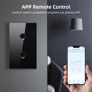 Interrupteurs muraux tactiles intelligents Wi-Fi US/UK sans fil 110V~240V <span class=keywords><strong>Smart</strong></span> <span class=keywords><strong>Life</strong></span> 10A avec bouton en verre à rainure concave, produit <span class=keywords><strong>Tuya</strong></span> <span class=keywords><strong>pour</strong></span> la maison - Product Image 4