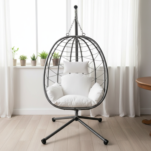 Fauteuil suspendu en rotin pour patio, style traditionnel et moderne, pour intérieur et extérieur, avec support - Product Image 3