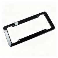 BOLONG Cadre de plaque d'immatriculation en fibre de carbone standard américain populaire, étanche, avec logo personnalisé, support de numéro de voiture, décoration extérieure de voiture
