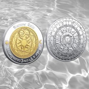 Moneta <span class=keywords><strong>Portafortuna</strong></span> Tarocchi Zodiaco Occidentale, Moneta Commemorativa Bicolore Eclissi Sole Luna, Talismano Stampato Colorato - Product Image 2