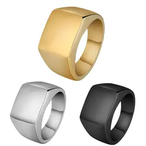 In Stock Stainless Steel Silver Gold Black Custom Engraved Name Ring Design For Men Jewelry