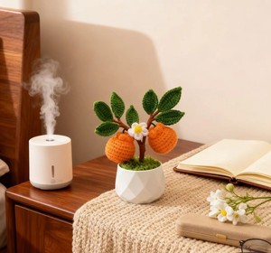 Albero d'Arancio in <span class=keywords><strong>Vaso</strong></span> con <span class=keywords><strong>Fiori</strong></span> Artificiali, Decorazione Natalizia per la Casa, Bouquet in Cotone Puro all'Uncinetto, Fatto a Mano, Realistico e Duraturo - Product Image 4
