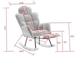 Sedia a dondolo reclinabile contemporanea in velluto rosa per soggiorno o appartamento per il tempo libero modello di sedia - Product Image 6