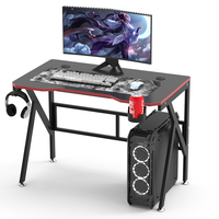 Bureau de jeu en bois noir en forme de K, modèle BEISIJIE, directement de l'usine, avec porte-gobelet et design extensible