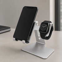 Soporte Ajustable 2 en 1 de Aluminio para Teléfono y Reloj, Base Universal para Teléfono Celular de Escritorio, Proveedor Mayorista de Fábrica OEM ODM