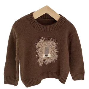 Oem servizio di disegno del ricamo chunky knit maglione capretti del bambino di inverno maglione