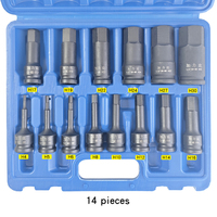 Jeu de douilles hexagonales à entraînement 1/2 pouce H4 H5 H6 H8 H10 H12 H14 H16 H17 H19 H22 H24 H27 H30, 14 pièces, 78 mm de long, en acier Cr-Mo pour l'industrie
