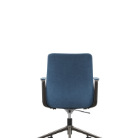 Chaise de bureau en cuir PU bleue, chaise visiteur en cuir synthétique, chaise de formation à dossier moyen, chaise de réunion – Vente directe usine