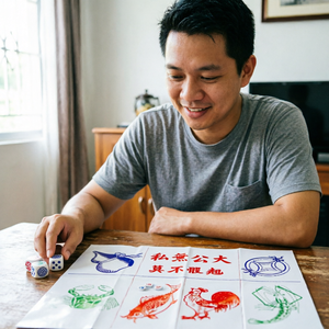 <span class=keywords><strong>Juego</strong></span> de mesa <span class=keywords><strong>tradicional</strong></span> chino de acrílico Hoo Hey How con dados <span class=keywords><strong>y</strong></span> tablero de apuestas para fiestas, con temática de peces, camarones <span class=keywords><strong>y</strong></span> cangrejos - Product Image 3