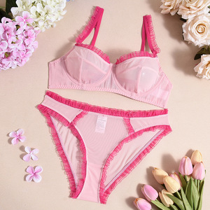 Sexy Lingerie Set for Women Featuring Contrasting Mesh With Ruffle Pleats Lace a Sexy Two-Piece Set for Women - Product Image 6