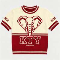 Sweat-shirts à manches courtes pour hommes, tricotés sur mesure, de haute qualité, avec logo animal en jacquard, nouveau style, pull
