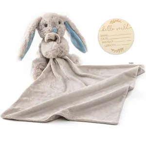 A179 Infant Essentials Stuffed Super Soft Bunny Animal Snuggle Plush Toddler Soothing Toy Security Blanket for Newborn Babies