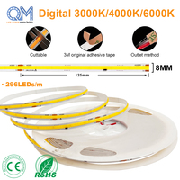 Pasang COB LED Strip 30M Roll 110V/220V Input AC Langsung 10W/m 296LEDs/m 800lm/m untuk Papan Nama Toko