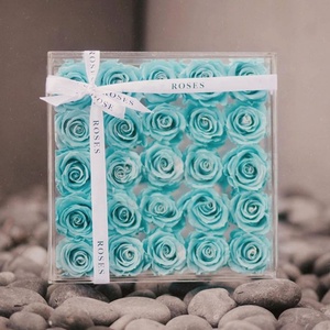 Customized 25 Holes <b>Clear</b> Perspex Acrylic Rose <b>Gift</b> Cases Flower <b>Box</b> Store Display Stand for - Product Image 2