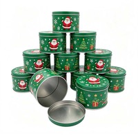 Boîte en fer blanc ronde personnalisée de qualité alimentaire avec impression, pour emballage de bonbons, chocolats, café, et rangement de cadeaux de Noël, avec couvercle
