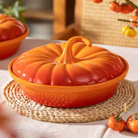 Pot à soupe créatif en forme de citrouille avec couvercle, couleur sous-glaçure, grande capacité, pour desserts et pâtisseries, usage domestique, sans cuisson à feu ouvert