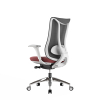Nouvelle conception, fauteuil de bureau ergonomique 4D Move avec accoudoirs en PU blancs, base en aluminium et dossier en mesh