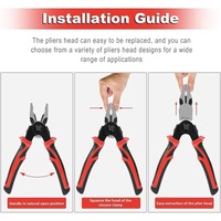 Pince multifonction industrielle 5-en-1 pour le bricolage, avec têtes interchangeables rapidement, en acier au carbone TRP, pour le dénudage et la coupe de fils en extérieur