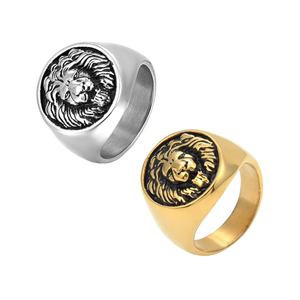 HP 유럽과 미국 복고풍 사자 머리 스테인레스 스틸 링 도매 스테인레스 스틸 링 - Product Image 1