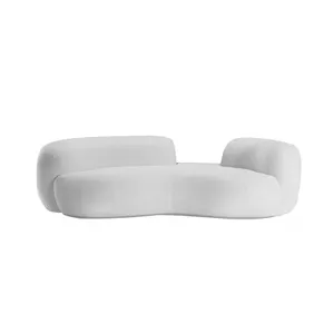 أرائك حديثة بتصميم بسيط أبيض نصف دائرة أريكة فاخرة بتصميم صالة أريكة مقوسة مستديرة