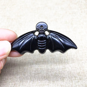 Chauve-souris en cristal naturel, noir, argent, or, <span class=keywords><strong>obsidienne</strong></span>, décoration d'halloween, vente en gros - Product Image 2