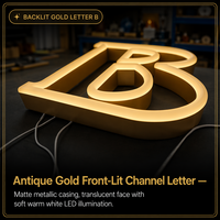 Lettres en acier inoxydable avec logo personnalisé en or miroir 3D, éclairées par LED à l'avant, étanches IP65, pour la publicité, les salons de beauté, les salons de manucure
