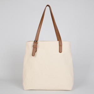 Bolsa de Lona Reutilizable Moderna de Fábrica con Asa de Cuero Ajustable, Bolsa de Compras Diaria para Mujer, Precio al por Mayor - Product Image 1