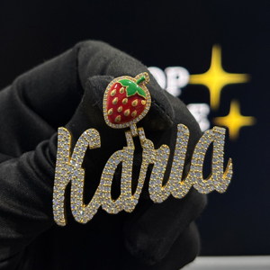 Collar con Colgante de Nombre Personalizado de Plata de Ley 925 con Moissanita VVS, Baño de Oro de 18K, Engaste de Fresa, Estilo Hip Hop Iced Out - Product Image 6
