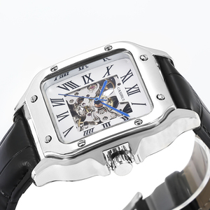 Nuevo Reloj Mecánico para Caballero, Resistente al Agua, Automático, de Negocios, con Correa de Cuero y Acero Inoxidable, Cristal Cuadrado y Manecillas - Product Image 3