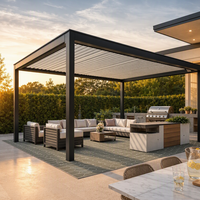 Pergola motorisée en aluminium pour extérieur, toit à lames orientables, résistante au vent et à la pluie, pour jardin, patio, balcon, cour, villa