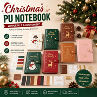 Individuelles Prägemuster Weihnachts-Notizbuch Premium PU-Einband Druckknopf-Design Benutzerdefiniertes Markenlogo Weihnachts-Notizbuch