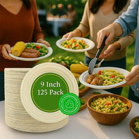 Plateau jetable écologique, plat micro-ondable biodégradable en pulpe de canne à sucre, assiettes rondes pour aliments de 9 pouces pour restaurant
