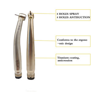Pieza de mano dental 4 agujeros Cojinete de cerámica en aerosol Max Plus Botón pulsador LED Pieza de mano estándar de alta velocidad Turbina de aire Contra ángulo - Product Image 3