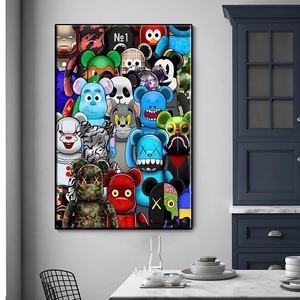 Affiches et impressions d'art mural moderne sur toile, motif ours de dessin animé graffiti peint, style Art Déco, pour décoration intérieure et <span class=keywords><strong>chambre</strong></span> d'enfant - Product Image 4