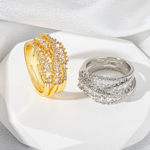 Anello a Croce con Fiocco di Neve in Lega Placcata Oro 18K, Argento con Zirconi Incastonati, Anelli Geometrici Impilabili Unisex CNAS - Product Image 3