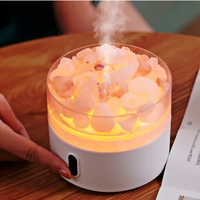 Humidificateur d'arômes OEM à pierres de sel de cristal, 220 ml, alimenté par USB, brume froide, aromathérapie, avec veilleuse pour chambre