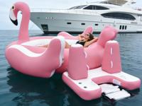Île flottante géante gonflable en forme de flamant rose de qualité commerciale, en PVC, capacité 100-500 kg, <5 passagers, personnalisable DST
