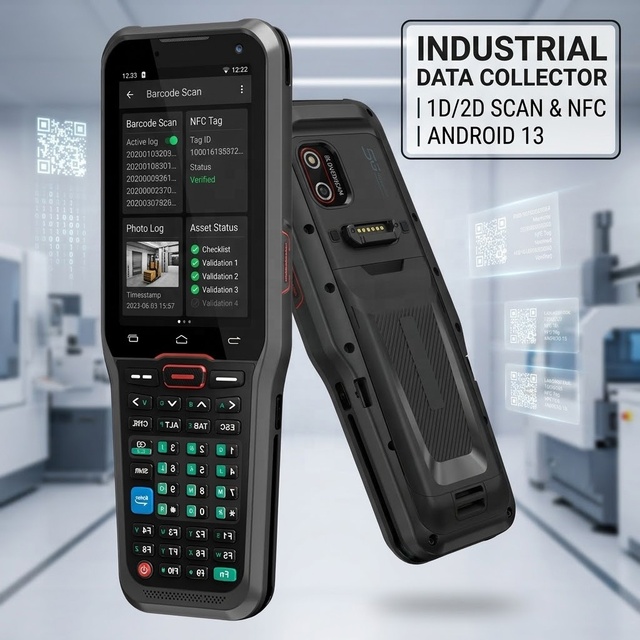 Android 13 Industrial Data Collector Terminal Handheld Barcode Scanner NFC Reader