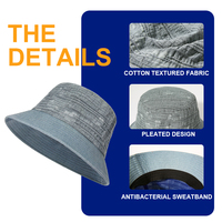 Sombrero de Pescador de Algodón Lavado, Gorra Lisa Personalizada Estilo Y2K, Unisex, Tejido de Malla, Cómodo y Transpirable, Apto para las Cuatro Estaciones