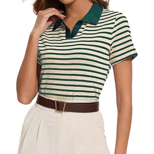 T-shirt de golf décontracté pour femme, logo personnalisé, manches courtes, jersey en tissu de soie, motif imprimé, longueur longue, chemise en polyester - Product Image 2