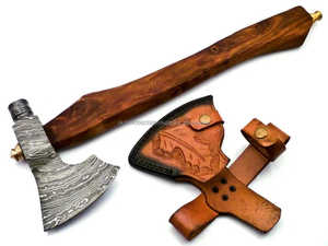 หัตถกรรมเหล็กระหว่างประเทศ: ขวานเหล็กดามัสกัสปลอมแปลงด้วยมือออกแบบใหม่กลางแจ้งแบบ DIY ขวานเหล็กดามัสกัสสำหรับตั้งแคมป์ - Product Image 2