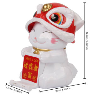 Nieuwe Solar Lion Dance Lucky Cat Ornamenten Mobiele Telefoon Beugel Auto Decoraties Cartoon Schud Hoofd Mobiele Telefoon Nieuwigheid Geschenken - Product Image 4