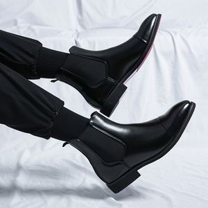 Chaussures en cuir rouge à tige haute les plus vendues, grande taille, chaussures décontractées pour hommes, bottes Chelsea en gros - Product Image 1