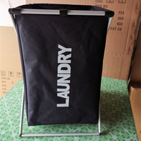 Andeya Beige Noir Pliable Étanche Panier à Linge 2 Compartiments Oxford